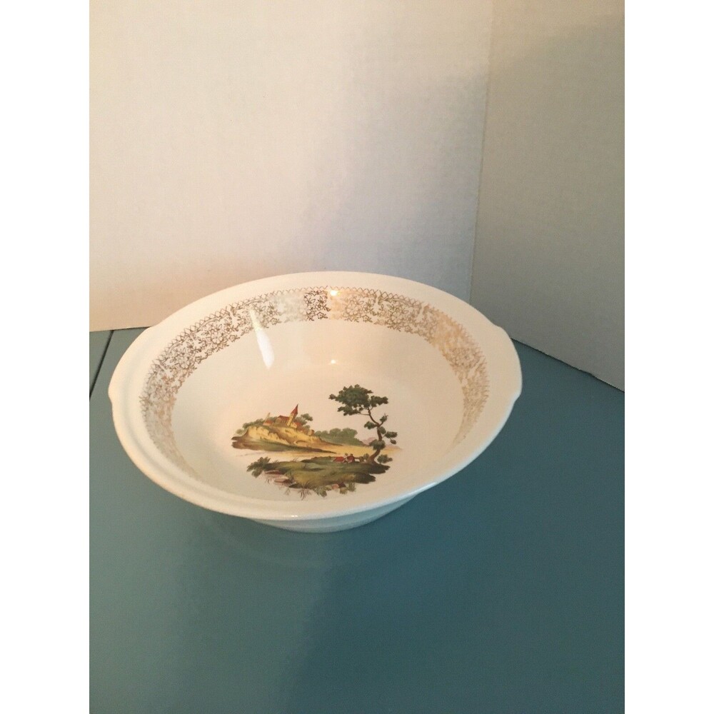 Vintage American Limoges Chateau France 22 KT Gold  Serving Bowl Filigree